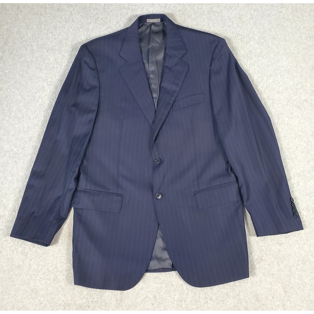 Daniel Cremieux Ing Loro Piana Mens Blue Pinstripe Wool Suit Jacket 40R Italy